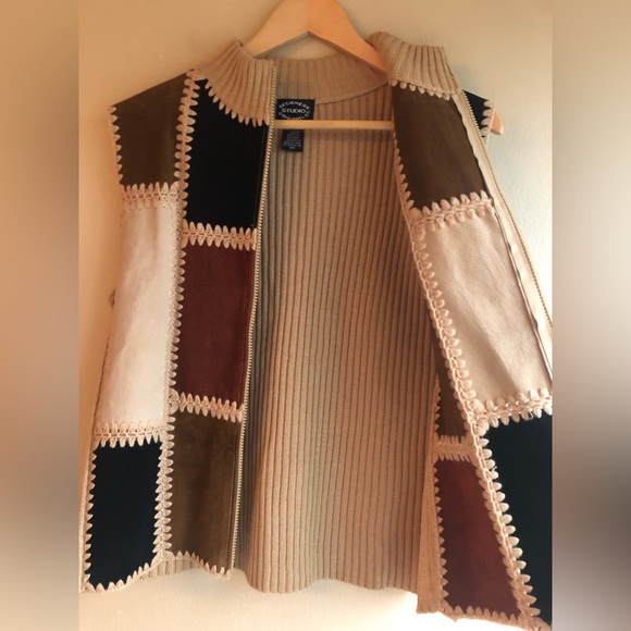 Designers Studio Original 100% Genuine Leather Brown Design Full Zip Vest Size L - Picture 10 of 12